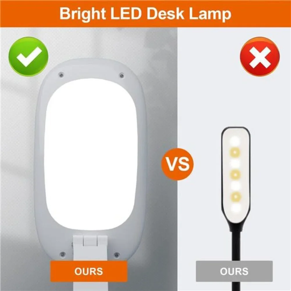Portable LED Desk Lamp Rechargeable Battery Operated Foldable Dimmable White